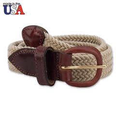 In-Between Adjustable Sizing Braided Stretch Belt with Leather Tab
