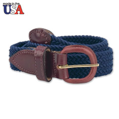 In-Between Adjustable Sizing Braided Stretch Belt with Leather Tab