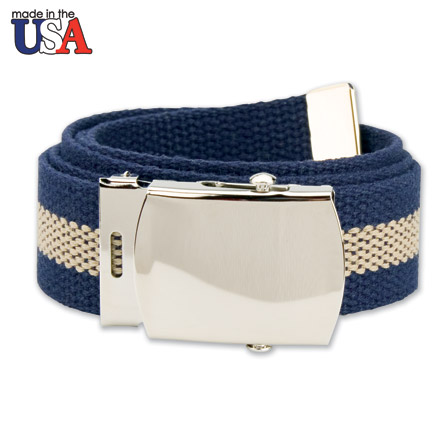Cotton Web Belt with Silver Plated Buckle