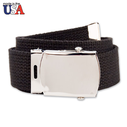 Cotton Web Belt with Silver Plated Buckle