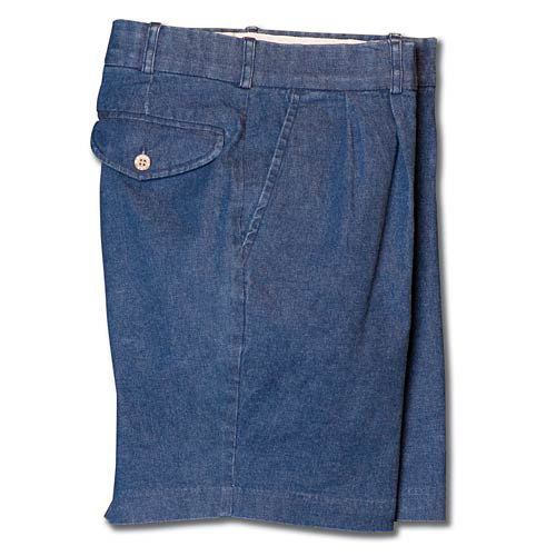 Port Of Call Stretch Denim Pleated Shorts by Sportif