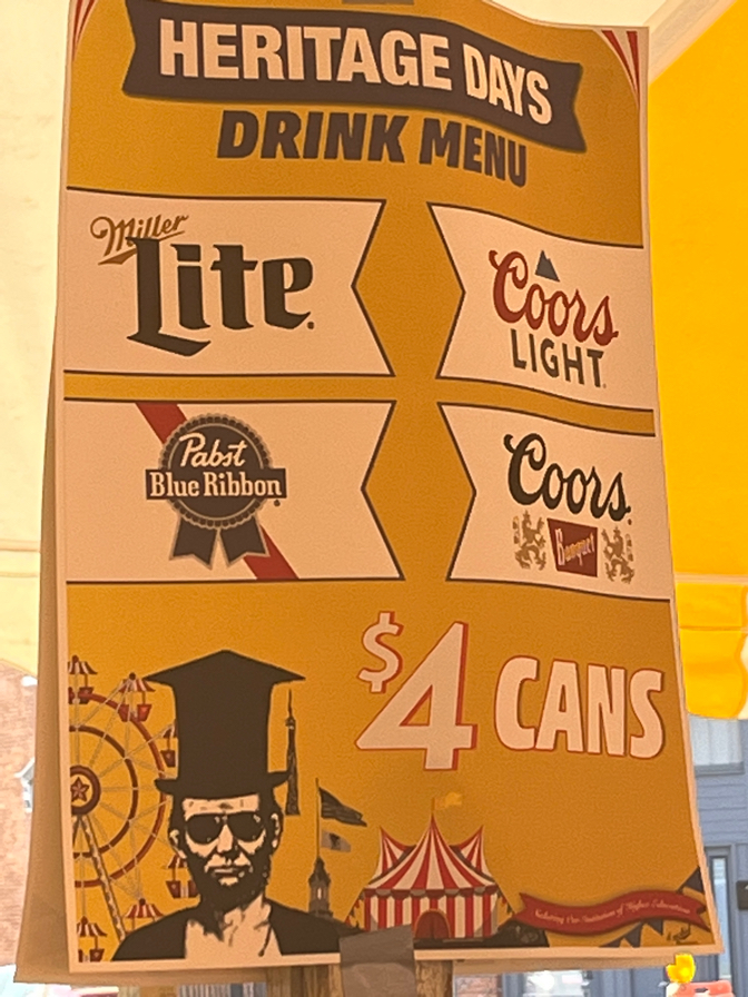 Heritage Days Drink Menu