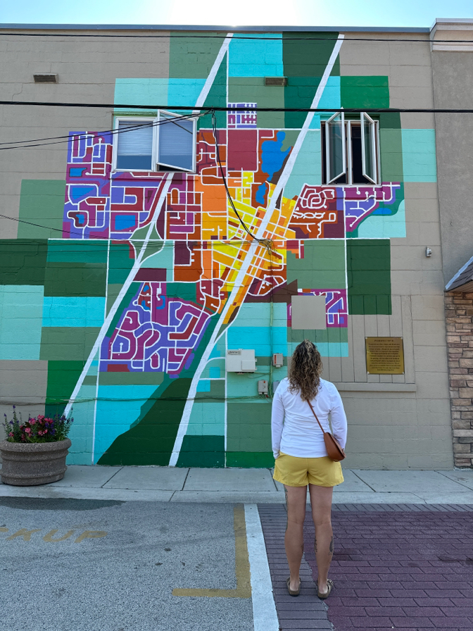 Large painting of the Manteno city layout