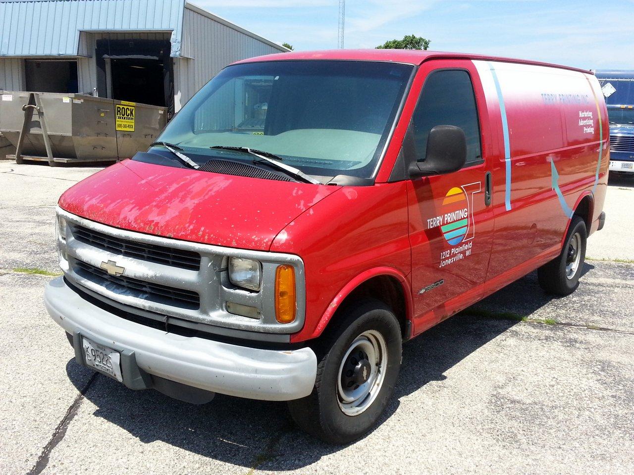 Lot 5 1998 Chevrolet 3500 Diesel Cargo Van WireBids
