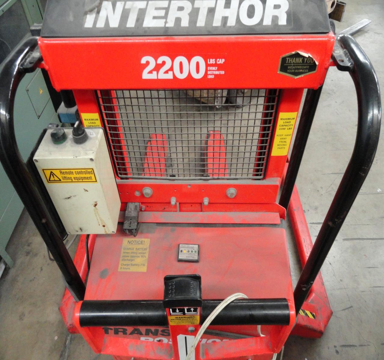 Lot 42 Interthor Manual Straddle TransPositioner Electric Pallet