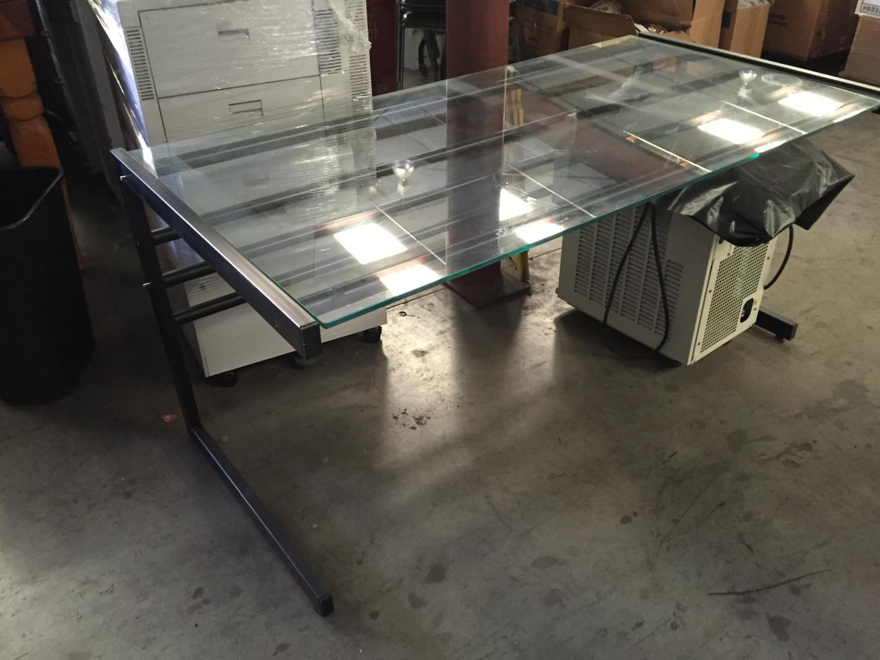 Lot 70 Glass Top Metal Frame Computer Desk WireBids