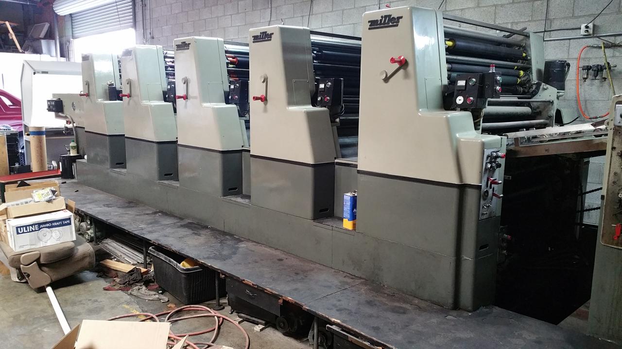 Lot 13 Miller TP38 Five Color Perfector Printing Press WireBids