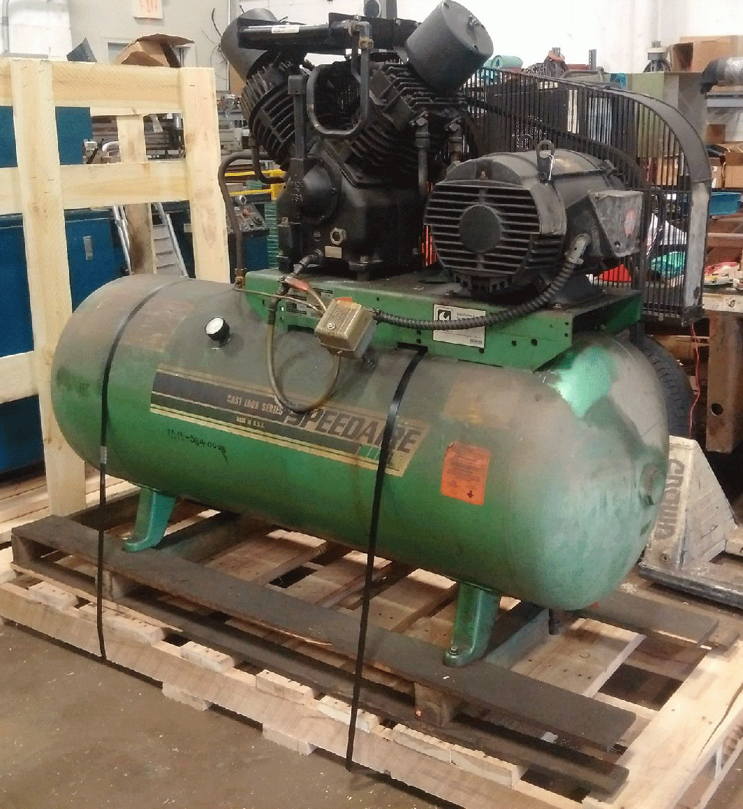 Lot 39 15 HP SpeedAire Air Compressor Model 5F567 120 Gallon Tank