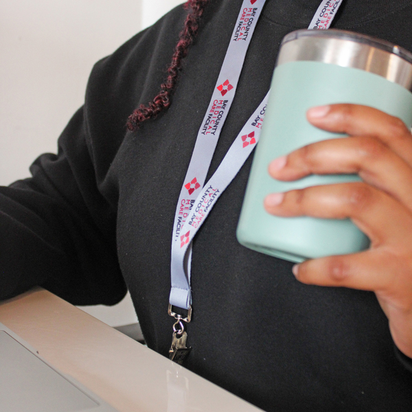 Polyester Lanyards With Bulldog Clip & Breakaway Neck Buckle