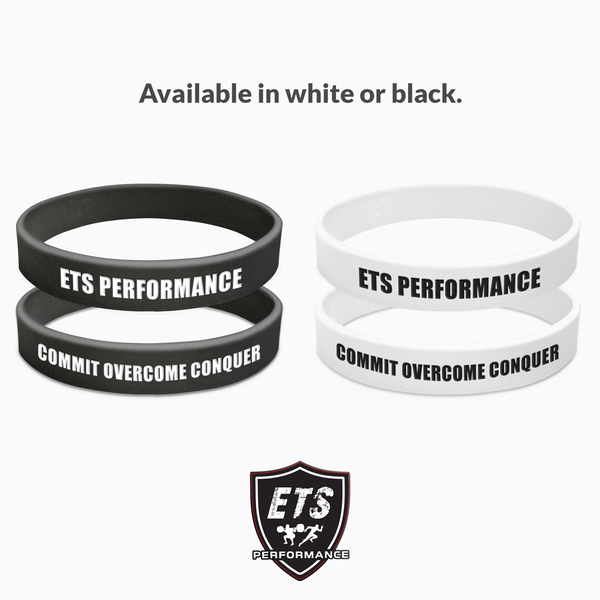 ETS performance wristband available in white or black