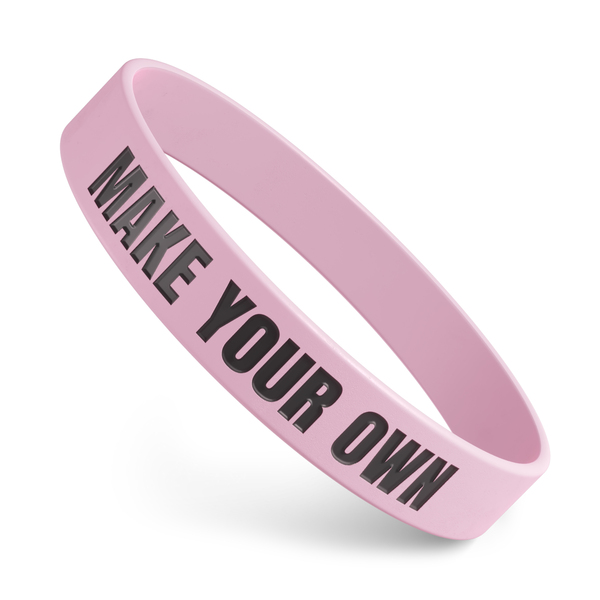 classic silicone wristband with Make Your Own debossed and ink filled in the text
