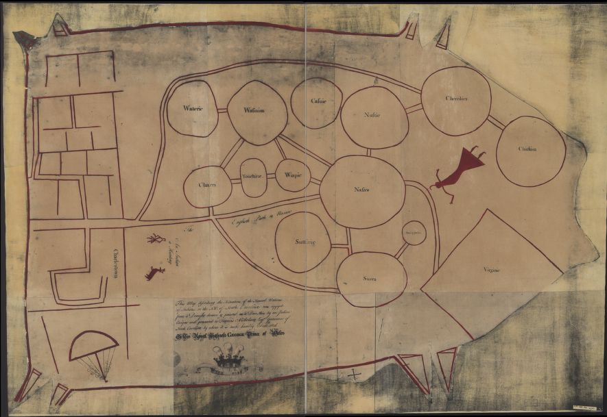 This ‘Map of the several nations of Indians to the Northwest of South Carolina’ is one of a few existing maps made by pre-colonial Native Americans. (Library of Congress)