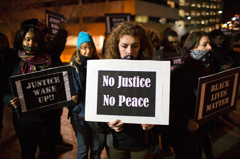 Ferguson activists march through downtown St. Louis during a protest last month. (Scott Olson/Getty Images)