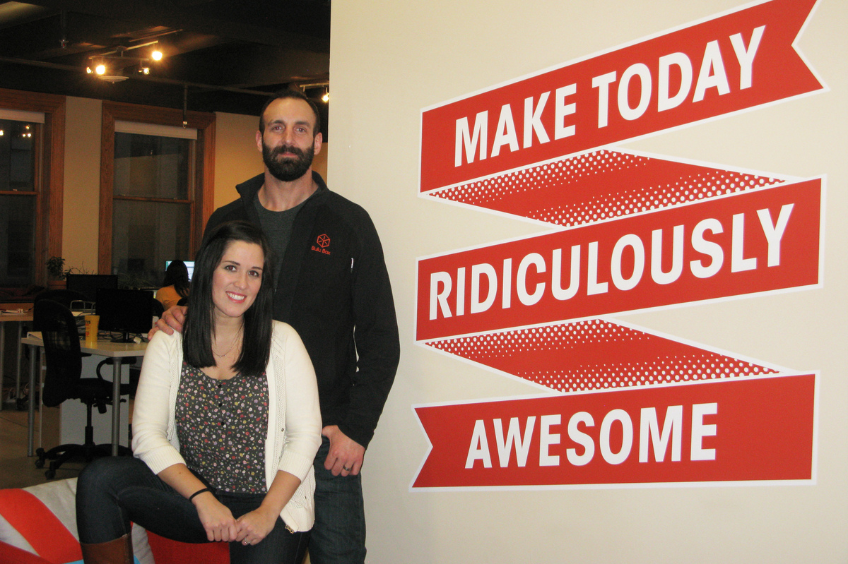 Paul and Stephanie Jarrett are co-founders of the e-commerce platform Bulu Box, in Lincoln, Neb. (David Schaper/NPR)