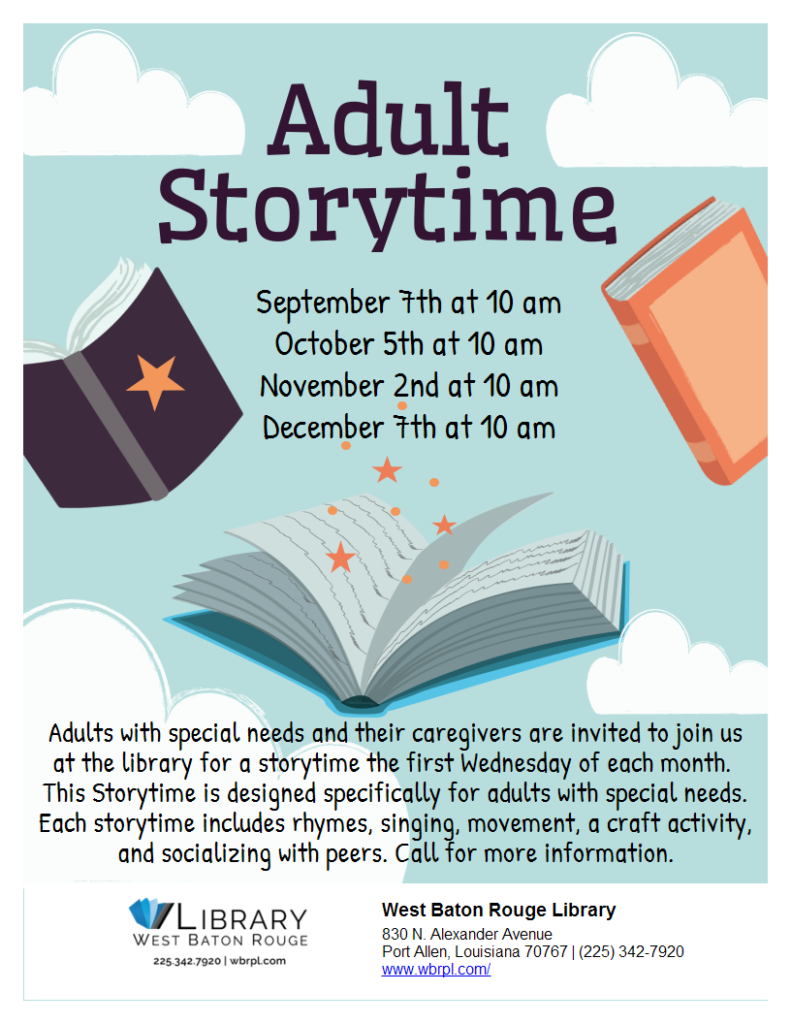 Adult Storytime – West Baton Rouge Parish Library