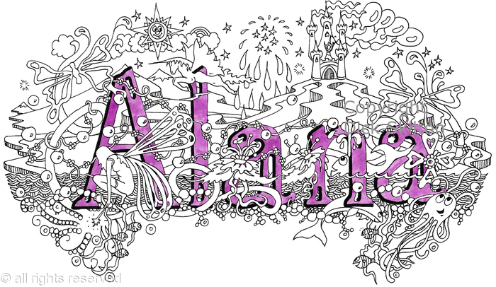 alana girls name art design as a greeting card prints with child s