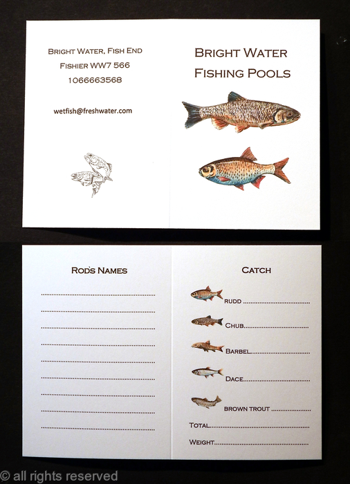 Fishing record card. You can work with me to design a record card for your fishery perhaps, or a