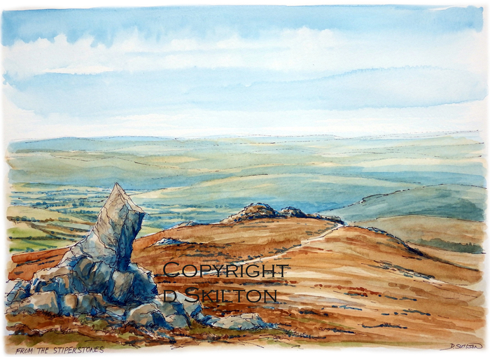 Stiperstones 1 , view from the top. as a greeting card , Prints and postcards available on request.