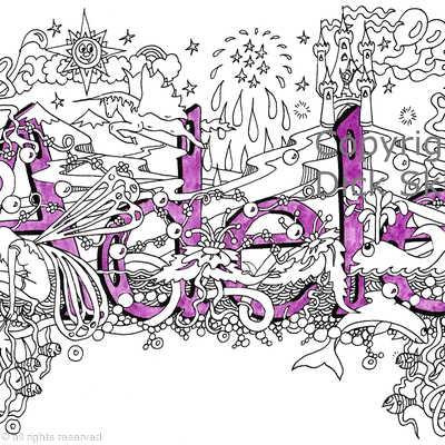 Childrens Names As Name Art Designs On Greeting Cards Or Prints
