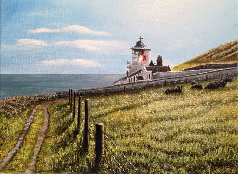 Hawsker Lighthouse Whitby Oil Painting
