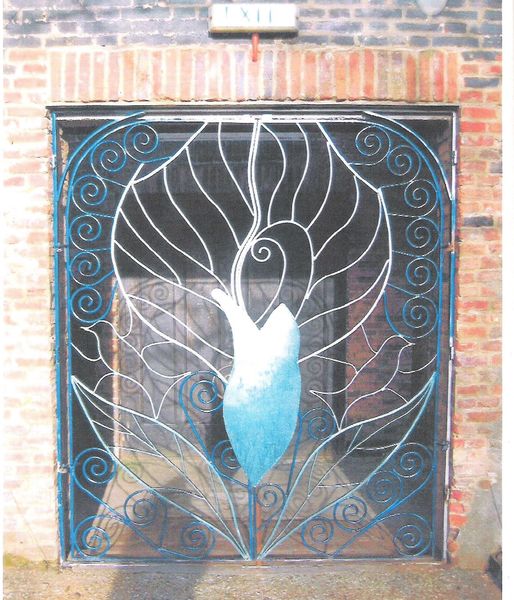 Gates to garden at Kingsley hall, Bow, London E2 Painted steel