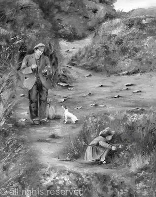 Dads and daughters - oil