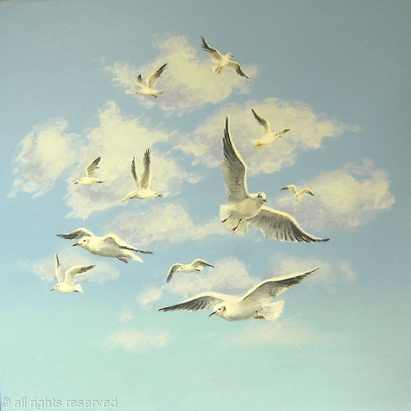 Seagulls in the Sky acrylic on 3d canvas
