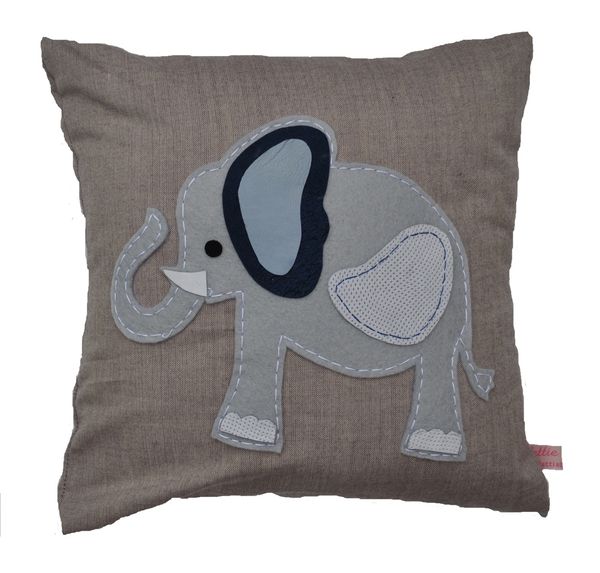 Elephant Cushion Organic cotton, ecofi felt and hand stitching