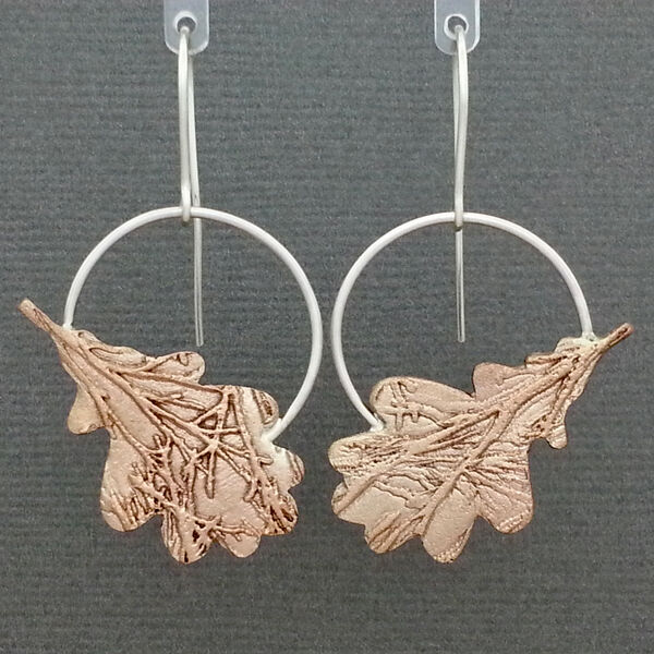 Bronze Textured Leaf Earrings Bronze, sterling silver
