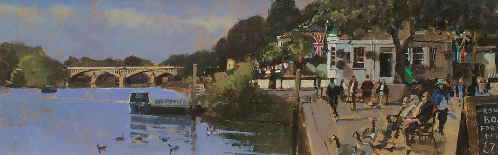 Rugby World Cup at The White Cross, Richmond Waterfront - Oil on Board