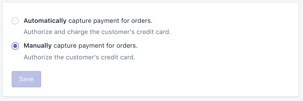 Shopify payments settings