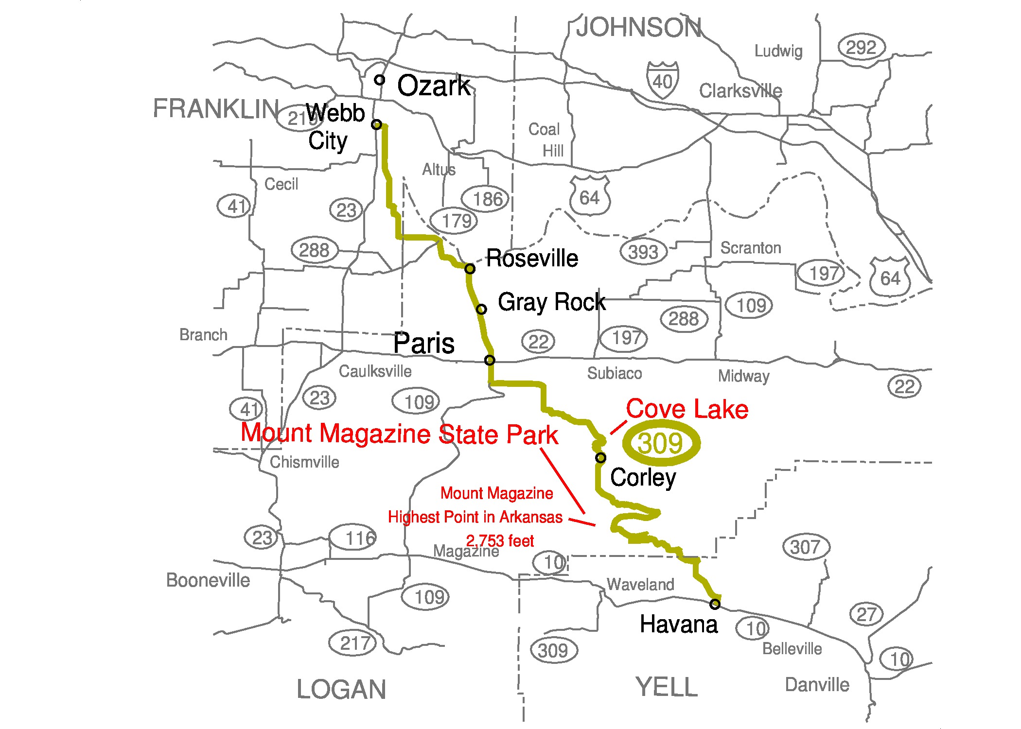 Mount Magazine State Park Arkansas Map