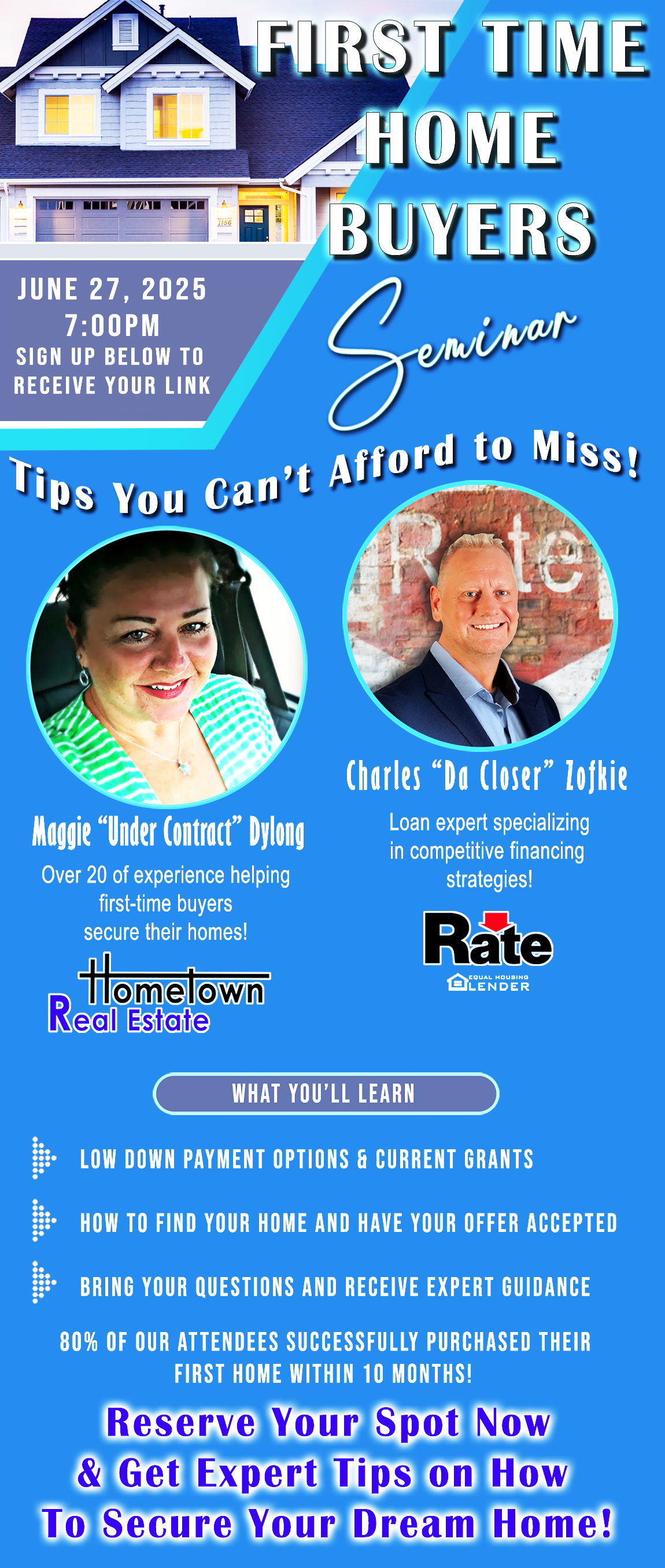 1st Time Home Buyer Seminar  June 27th, 7pm.  Join us online