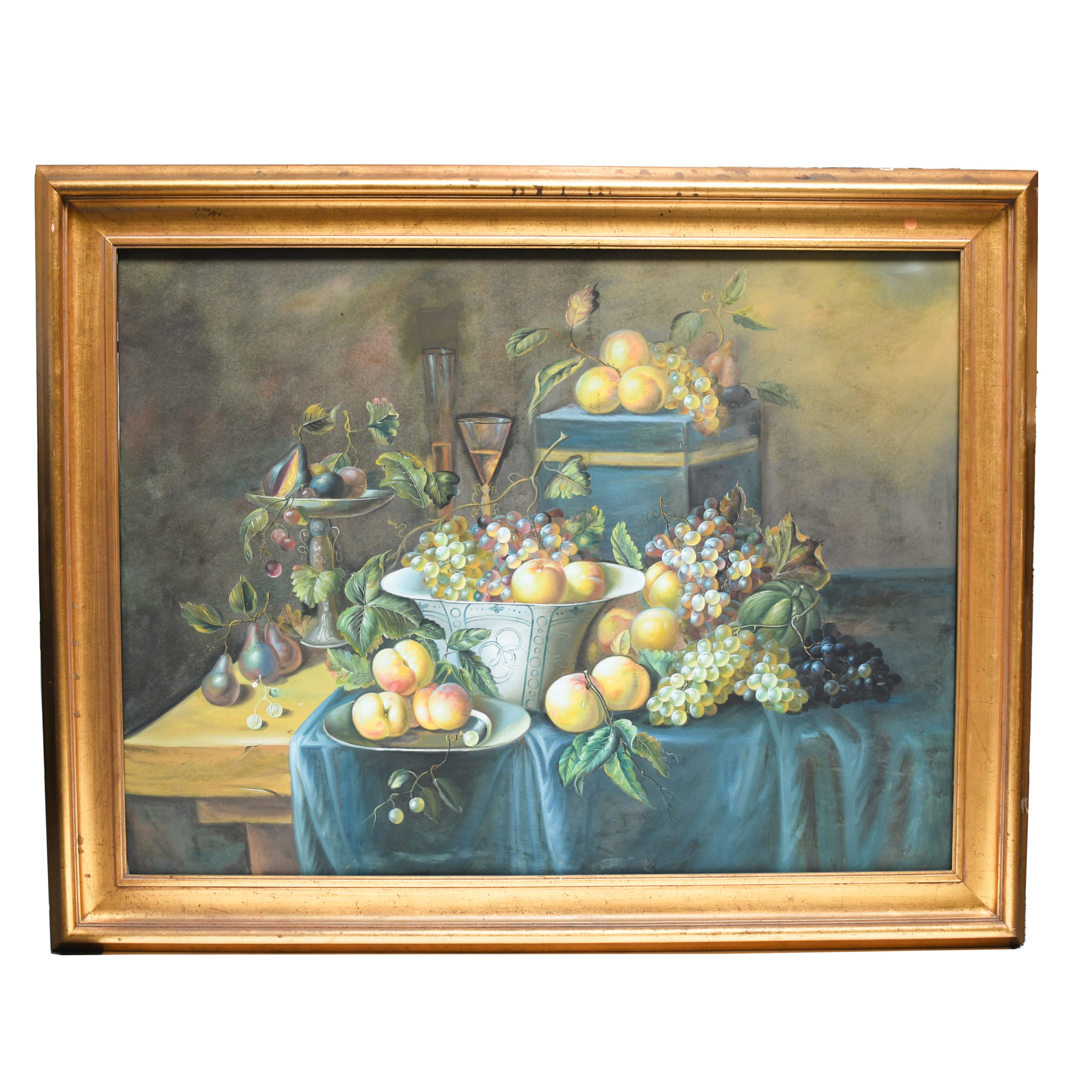 Fruit on Table (Oil on Canvas), Contemporary - Tangibleinvestmentsinc.com