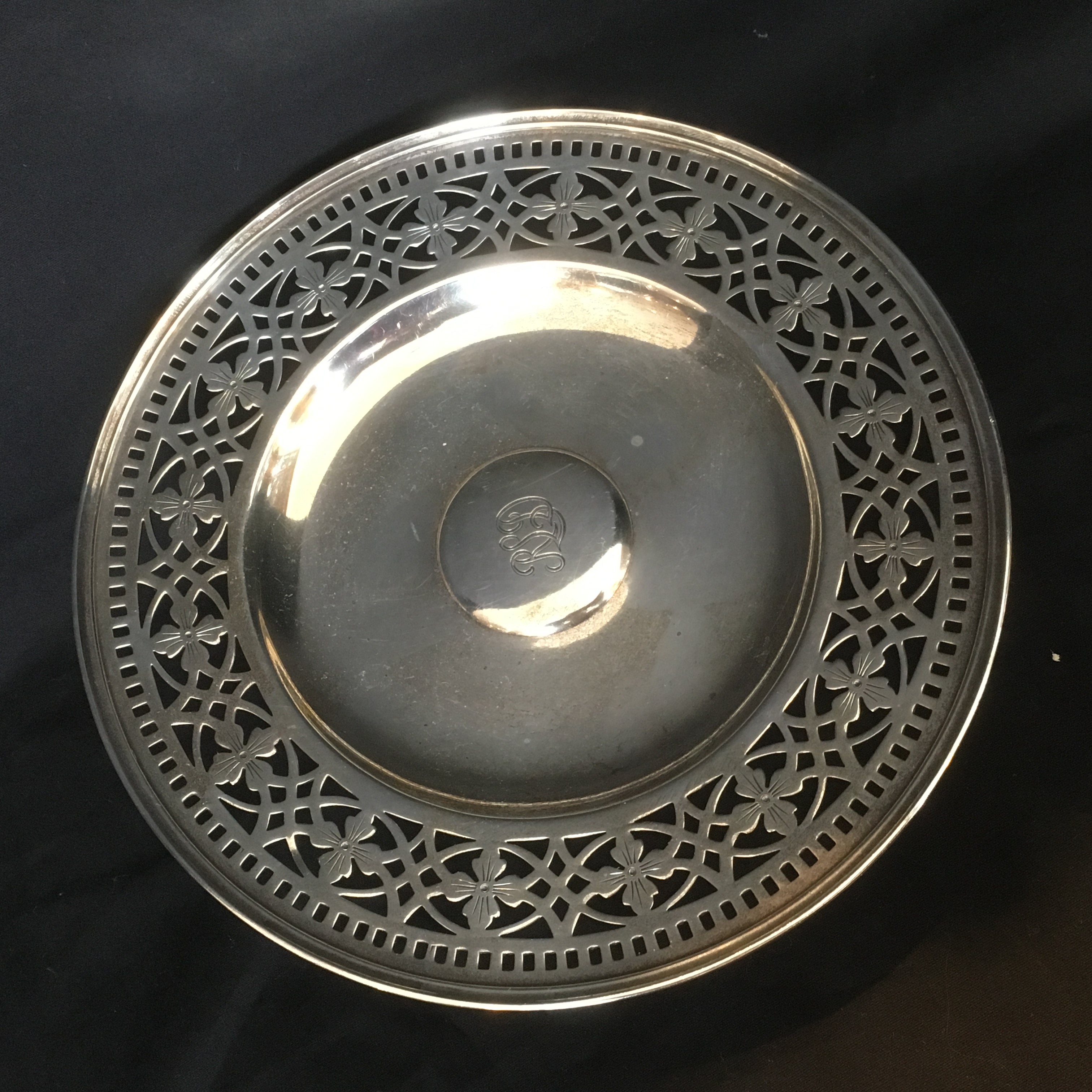 Tiffany & Co. Sterling Silver Circular Floral Tray w/ Pedestal 6.76ozt