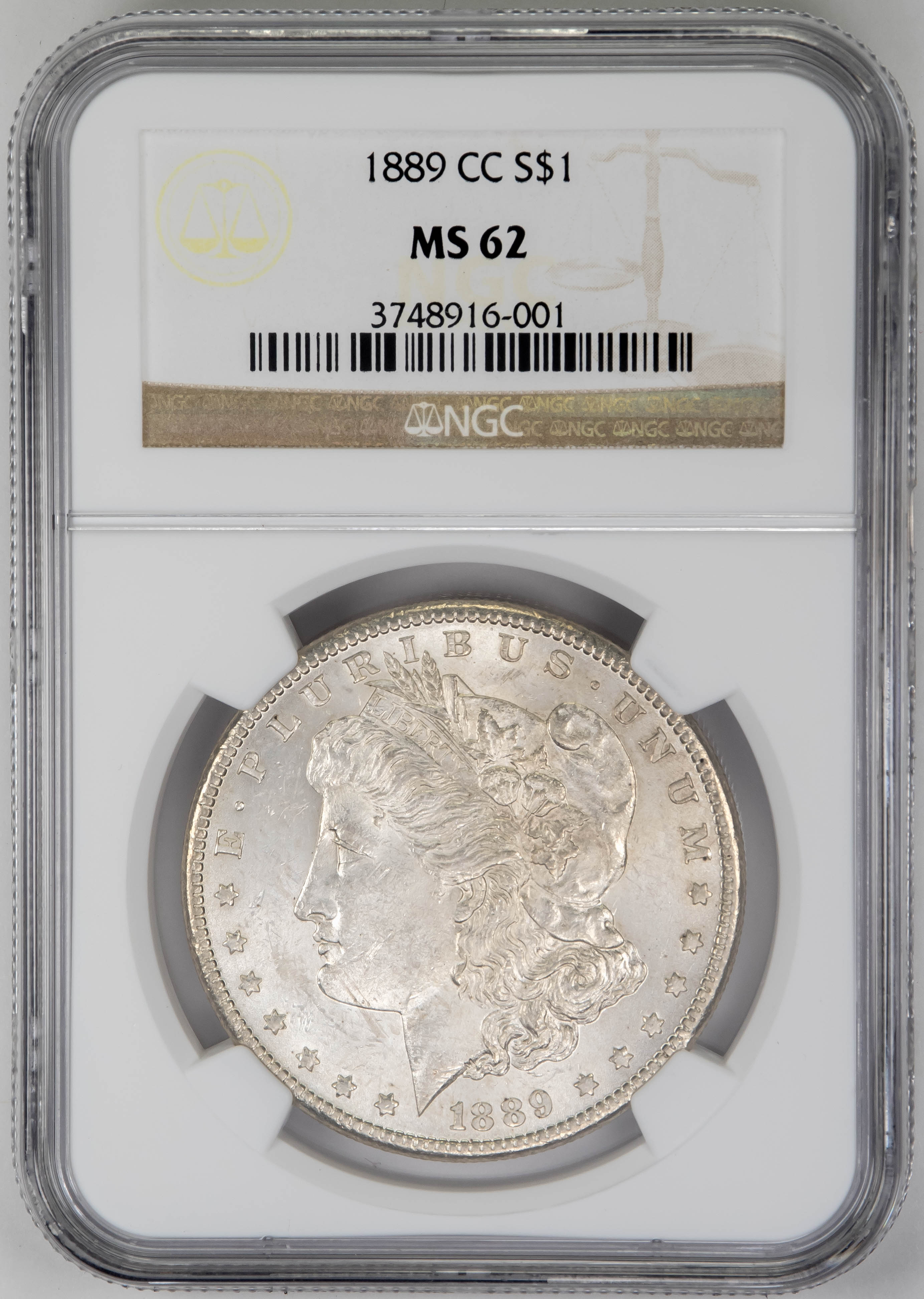 1889CC 1 Silver Dollar. NGC MS62 Certified US Rare Coin
