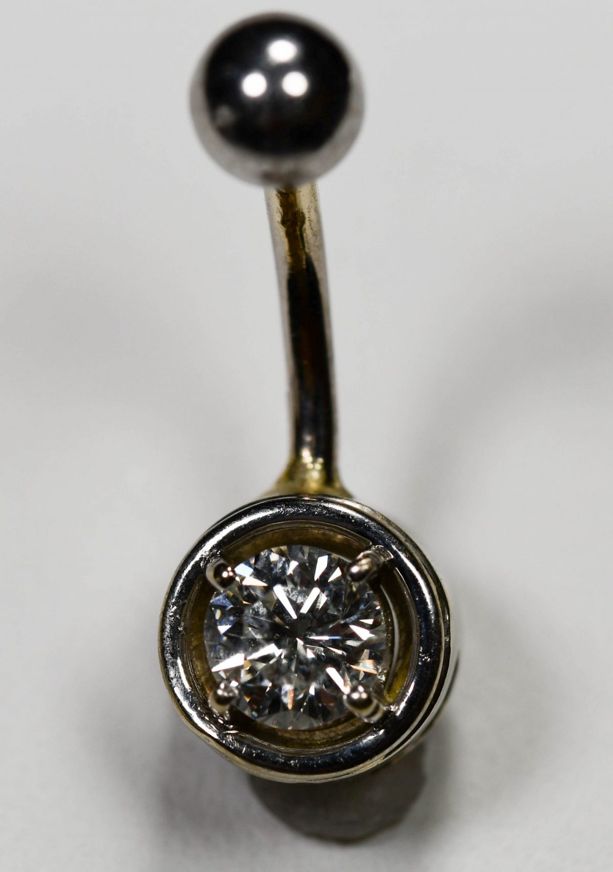 14K White Gold Diamond Belly Button ring 2.3g, 0.50ct VS Excellent
