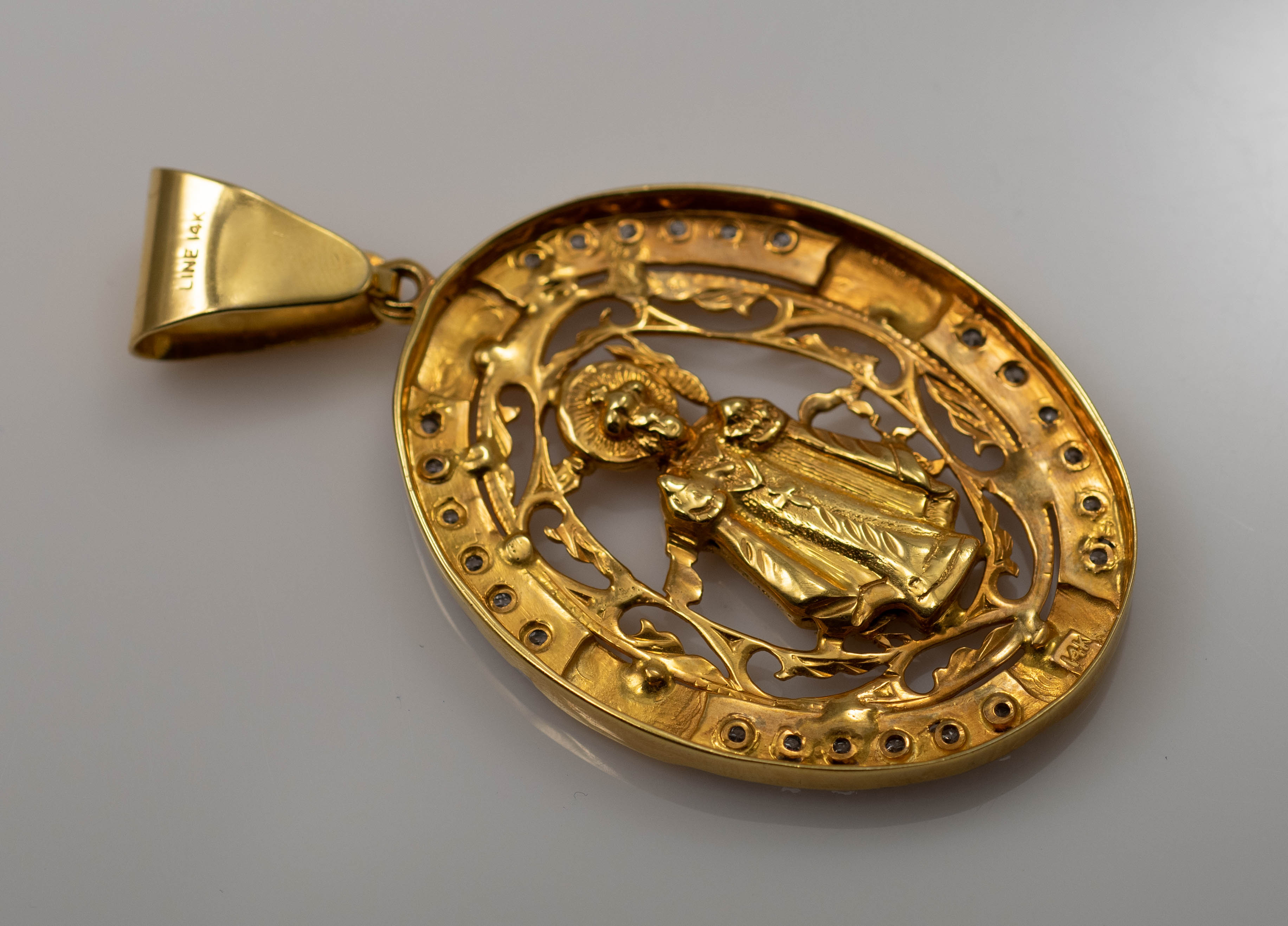 Religious pendant with diamonds in 14k yellow gold eBay