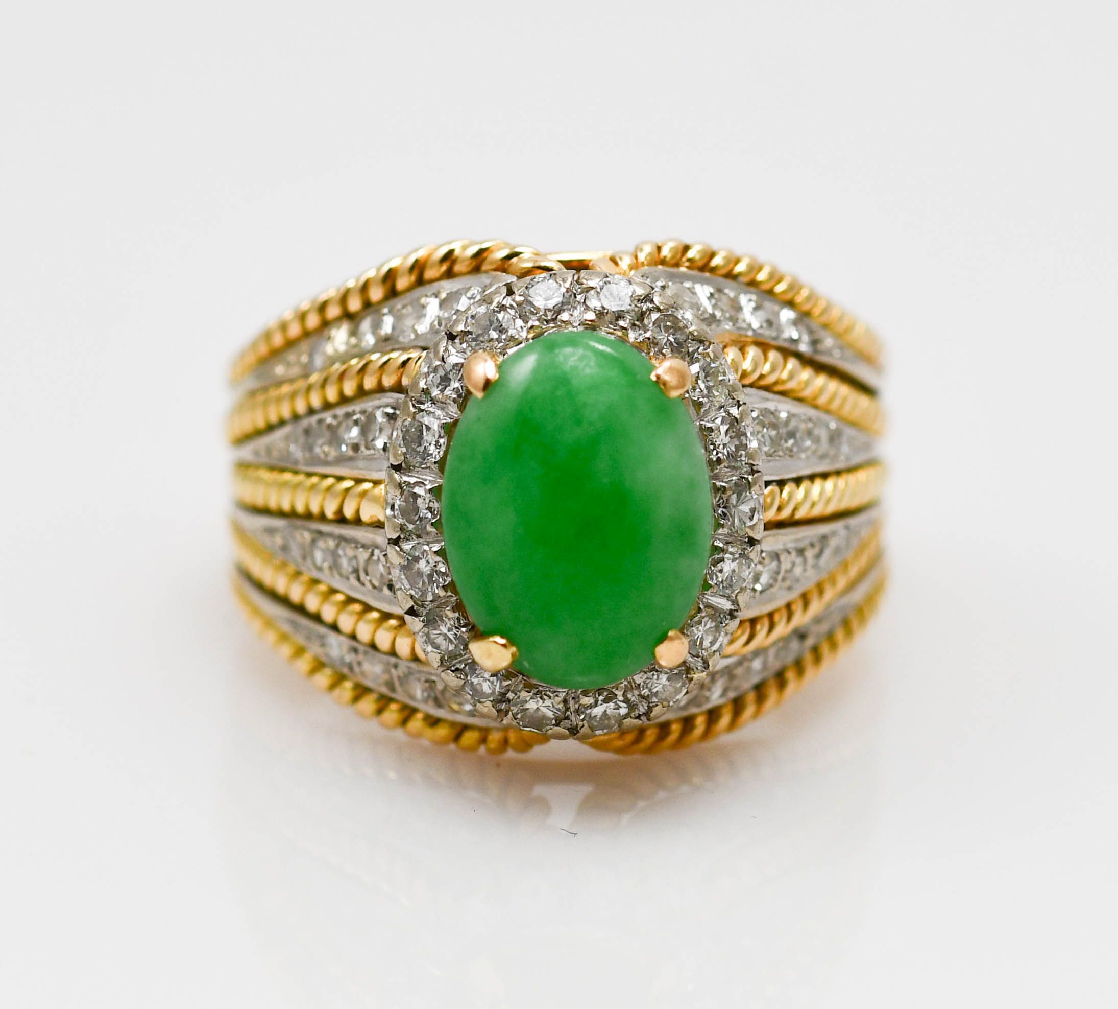 14k Yellow Gold Ladies Vintage Jade & Diamond RIng Size 7.5 eBay