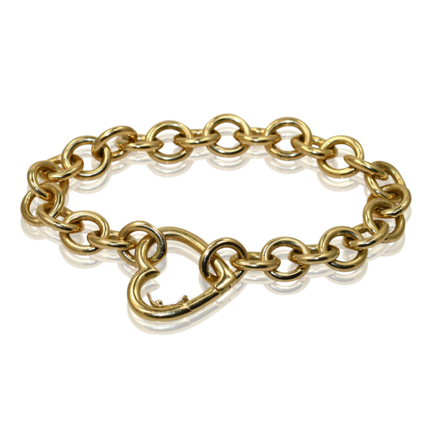18K Yellow Gold Heart Bracelet, 46.72gr