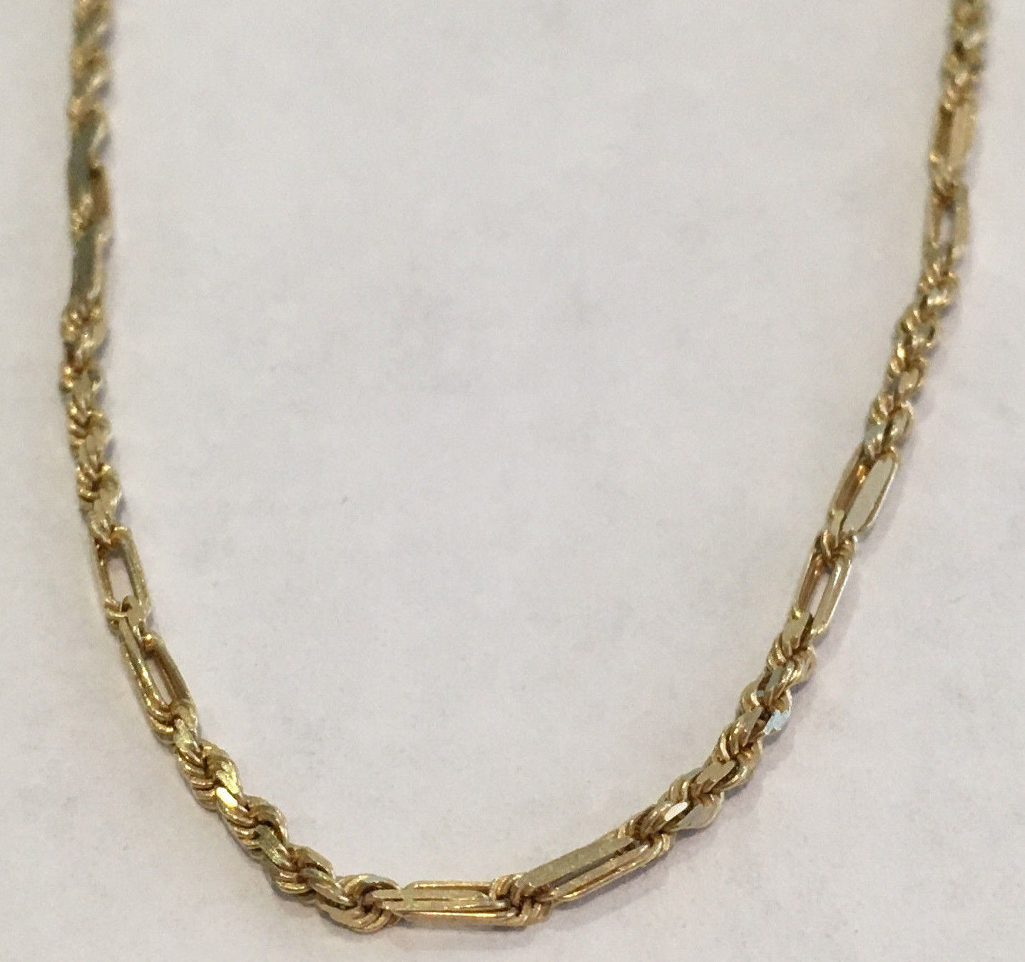 14k Yellow Gold Fancy Link Rope Style Chain Necklace
