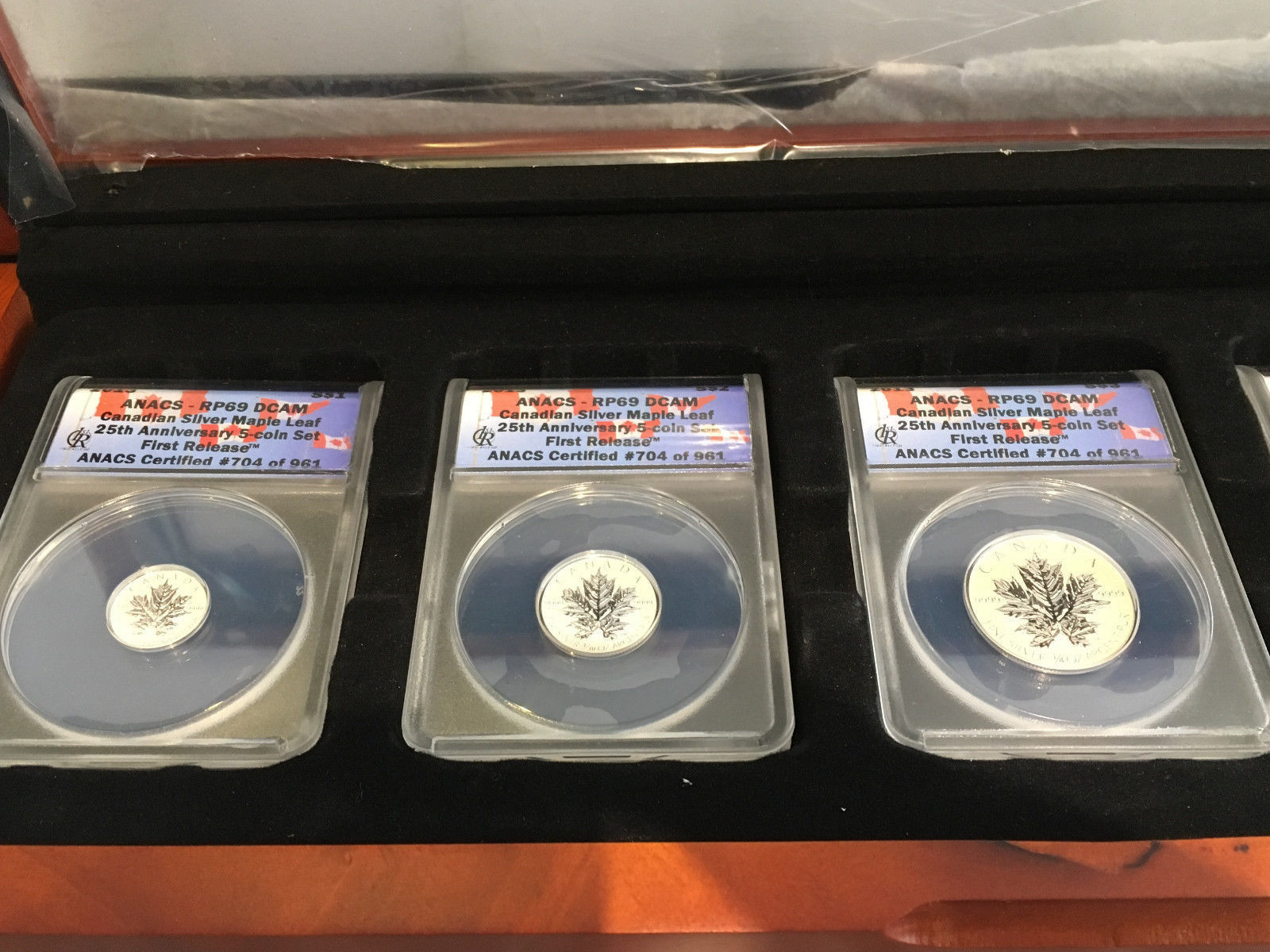 13 Canadian Silver Maple Leaf 5pc Set Anacs 69 First Release 25th Anniversary Ebay