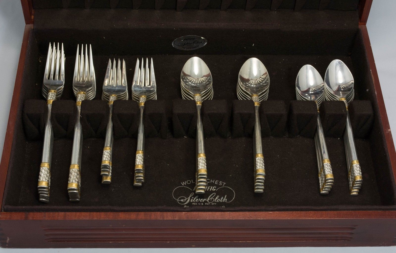 Aegean Weave Gold by Wallace Sterling Silver Flatware set for 12, 60pc