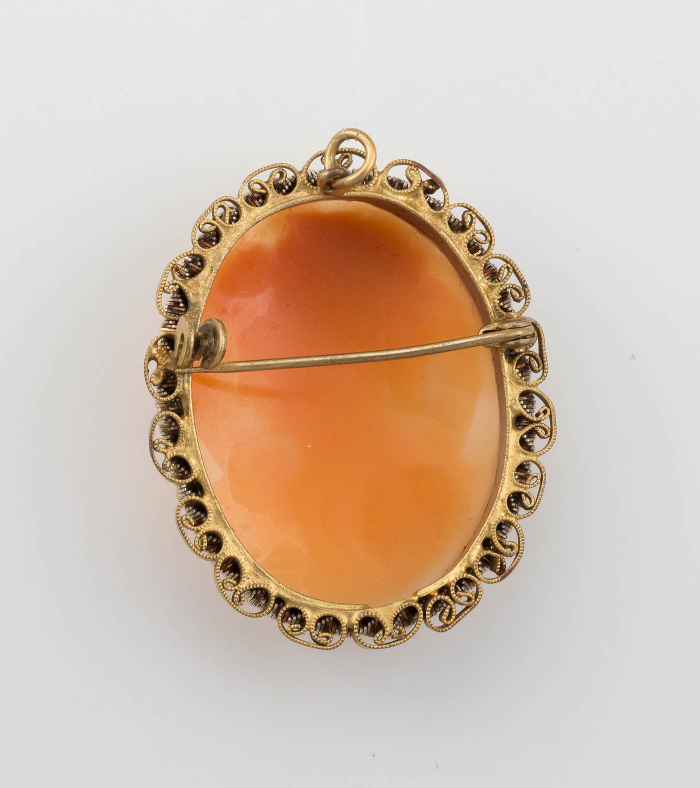 Vintage Shell Cameo Brooch Set in Gold Filled Bezel Fancy Metal Work eBay