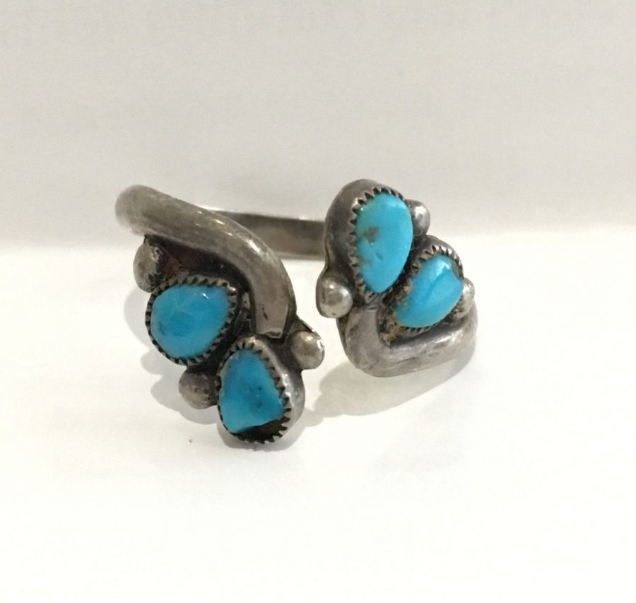 Vintage Sterling Silver Turquoise Ring Sizable Size 10