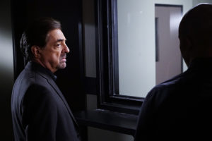 "A Place at the Table" -- When a Maryland family is found murdered at their dining room table, the team tracks down other family members and friends to uncover secrets that may have led to it. Also, Hotch must try to make peace with his father-in-law, Roy, after discovering he's been diagnosed with Alzheimer's, on CRIMINAL MINDS, Wednesday, April 15 (9:00-10:00 PM, ET/PT) on the CBS Television Network. Emmy Award and Golden Globe Award winner Edward Asner guest stars as Hotch's father-in-law, Roy Brooks. Pictured: Joe Mantegna as David Rossi. Photo: Robert Voets/CBS é2015 CBS Broadcasting, Inc. All Rights Reserved