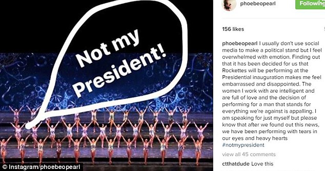 Pearl's now deleted Instagram post that outlined her dissatisfaction of being drafted in to play at Trump's swearing in ceremony&nbsp;