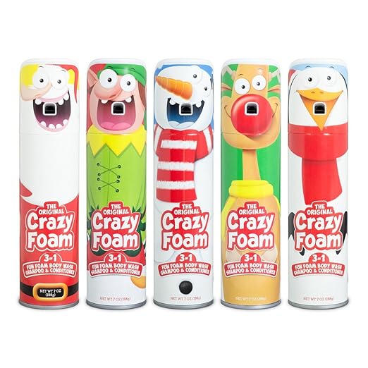 Crazy Foam Holiday 5 pack: Santa, Elf, Reindeer, Snowman, Penguin