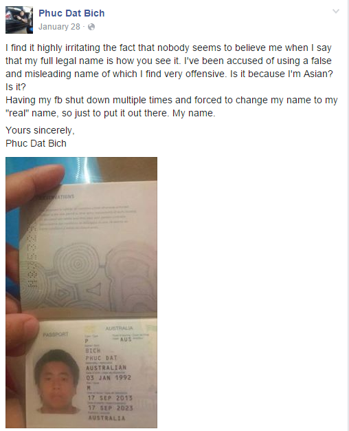 screenshot from Phuc Dat Bich's Facebook page