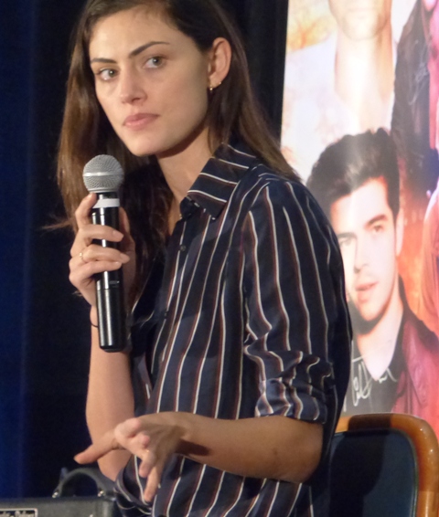Phoebe Tonkin listens to a question during her panel.